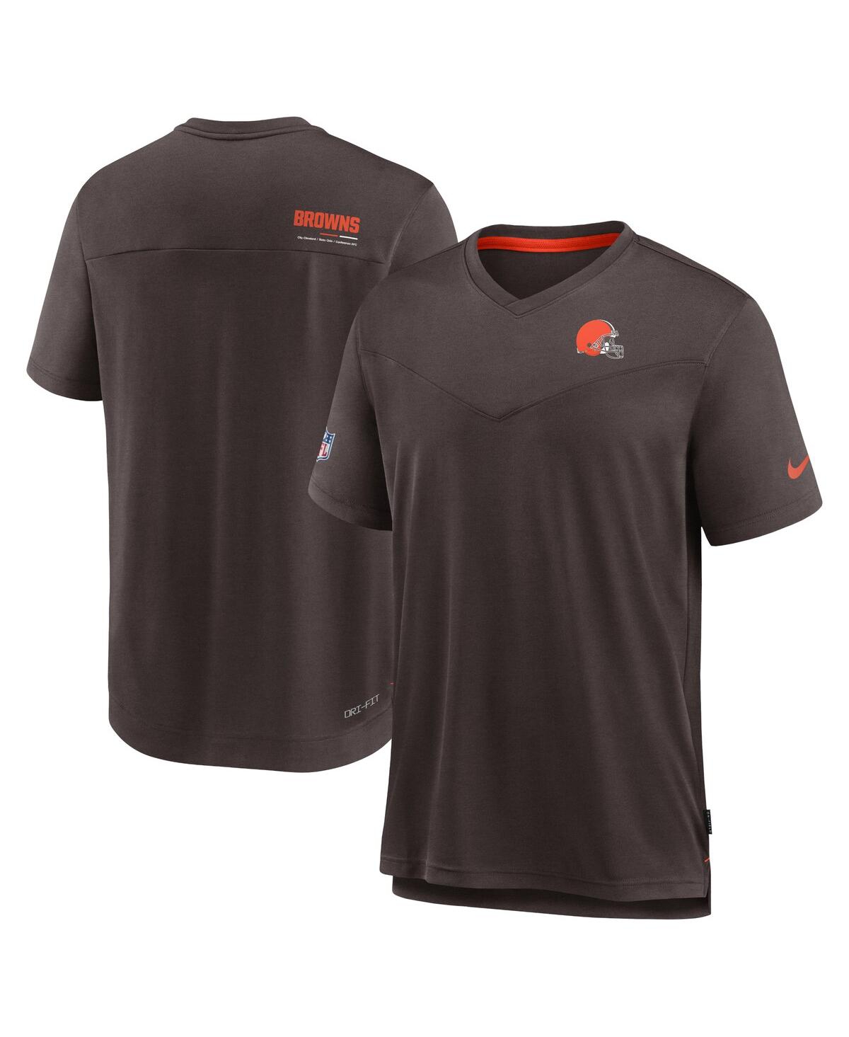 Shop Nike Men's  Brown Cleveland Browns 2022 Sideline Coach Chevron Lock Up Performance V-neck T-shirt