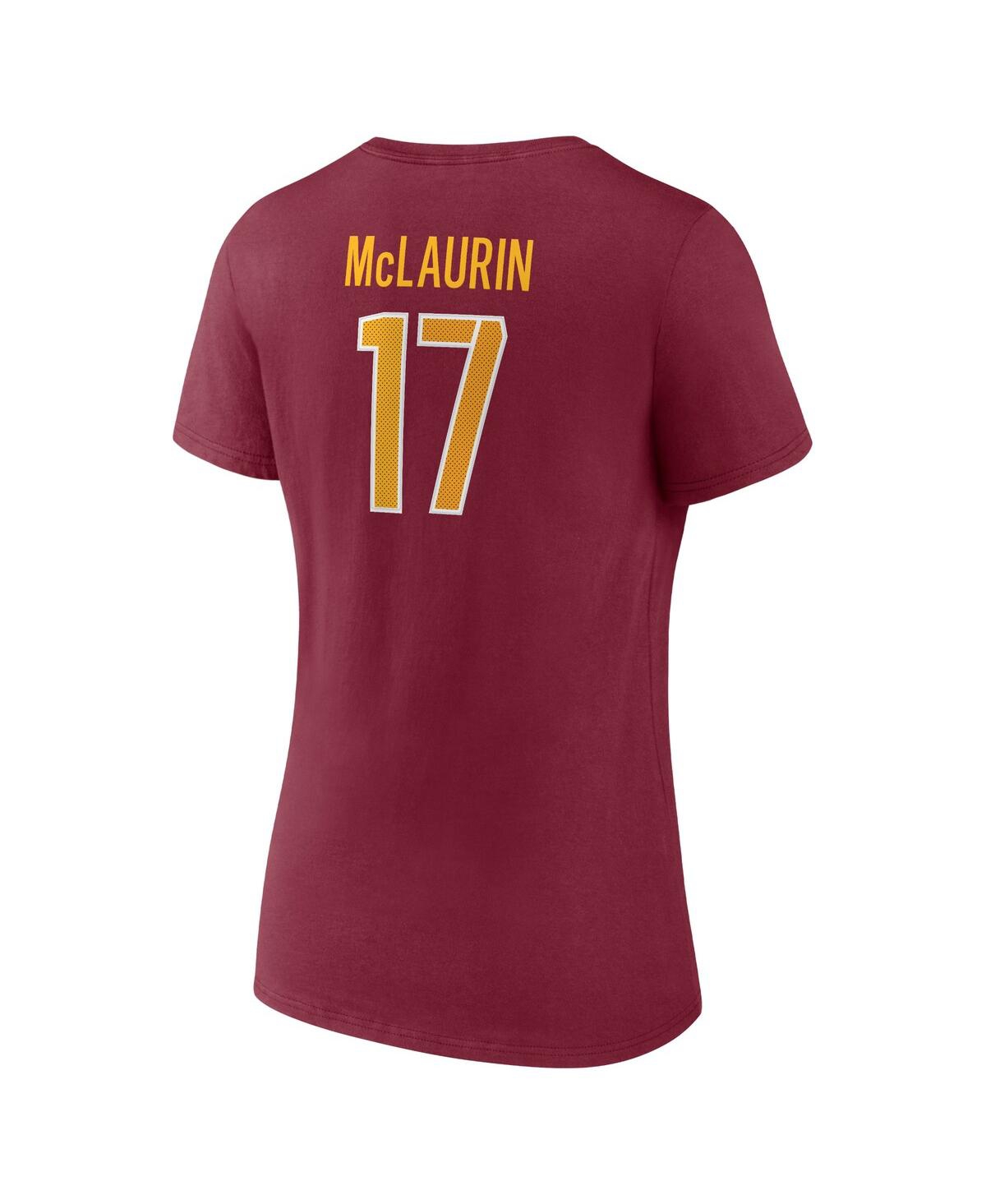 Shop Fanatics Women's  Terry Mclaurin Burgundy Washington Commanders Player Icon Name And Number V-neck T-