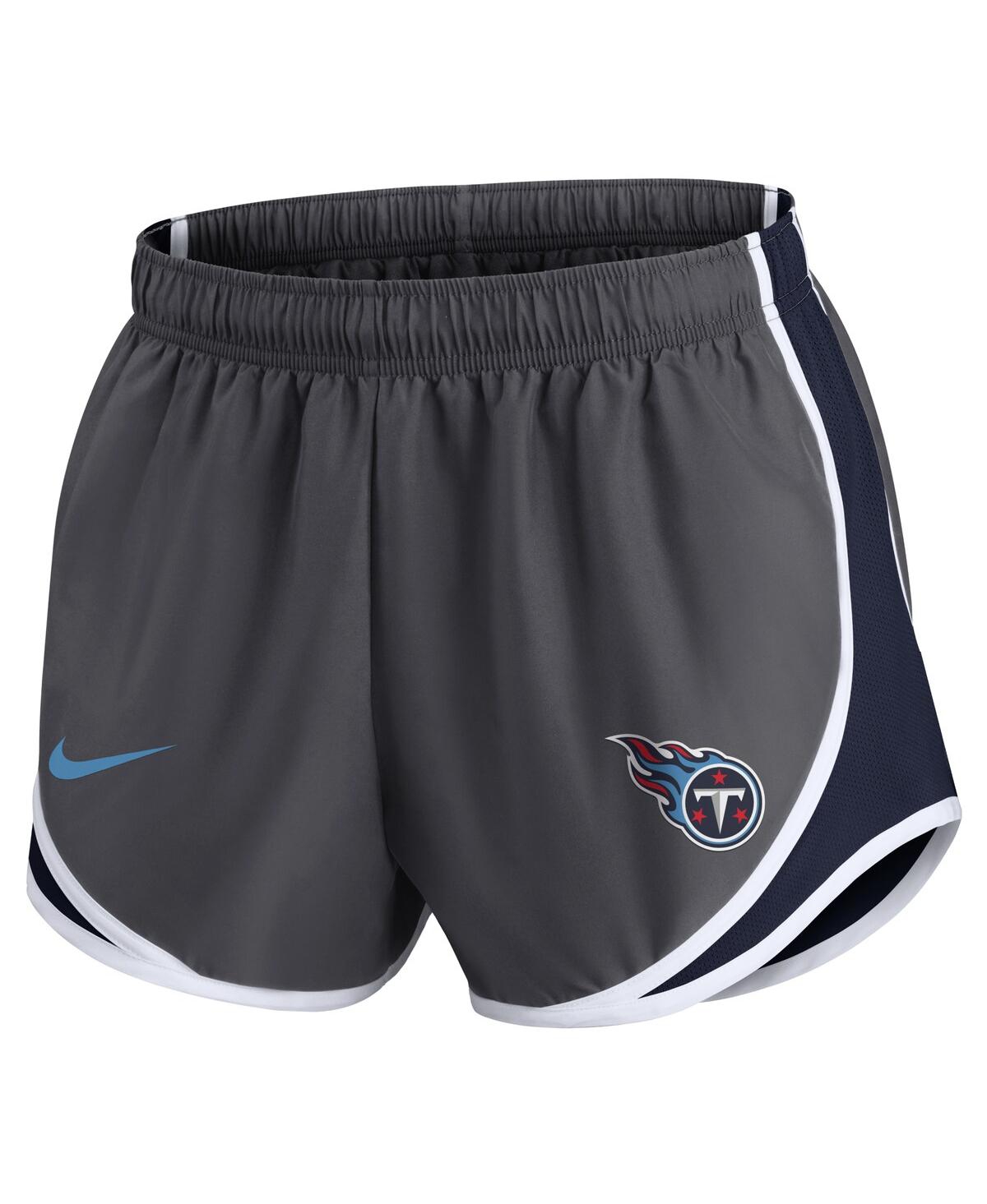 Shop Nike Women's  Charcoal Tennessee Titans Logo Performance Tempo Shorts