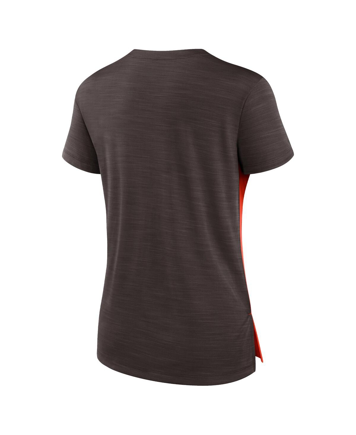 Nike Women's  Orange, Brown Cleveland Browns Impact Exceed Performance Notch Neck T-shirt In Orange,brown