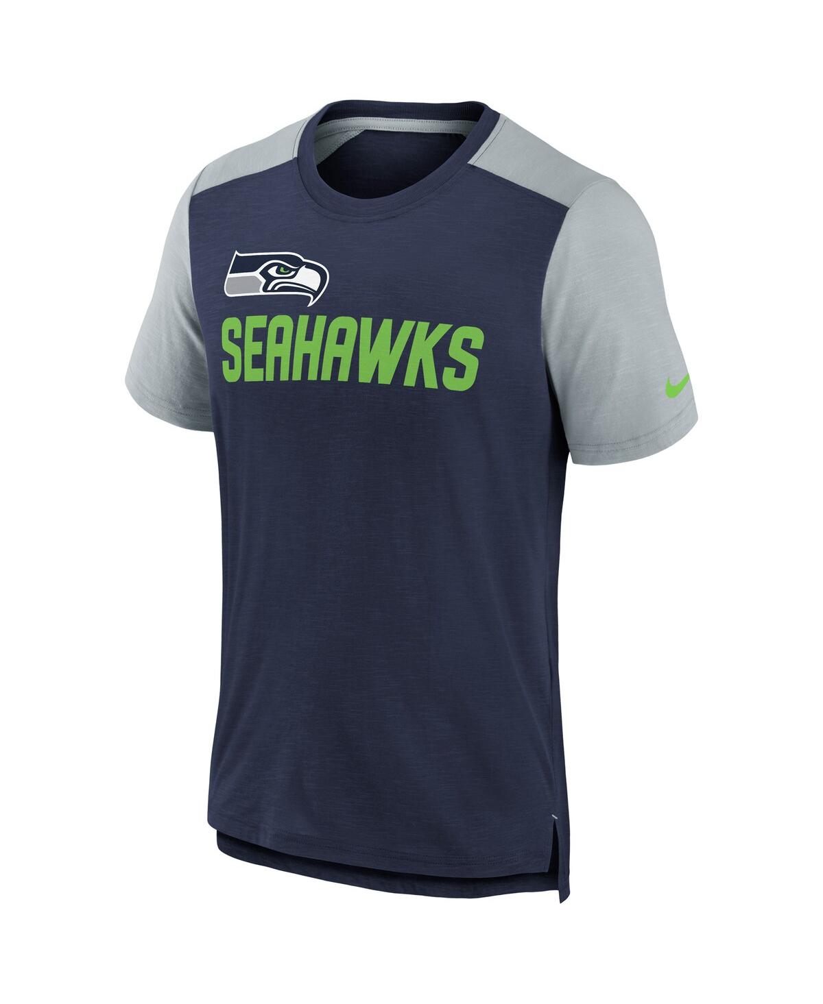 Shop Nike Big Boys  Heathered College Navy, Heathered Gray Seattle Seahawks Colorblock Team Name T-shirt In Navy,heathered Gray