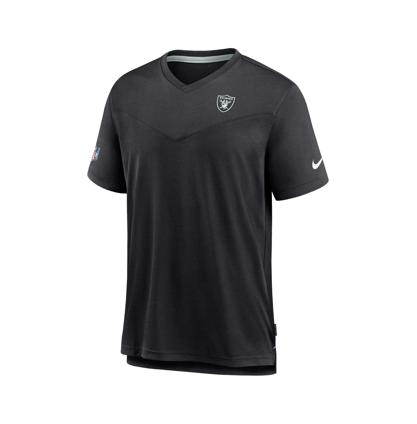Мужская футболка Nike Black Las Vegas Raiders 2022 Sideline Coach Chevron Lock Up Performance V-Neck — фото 3