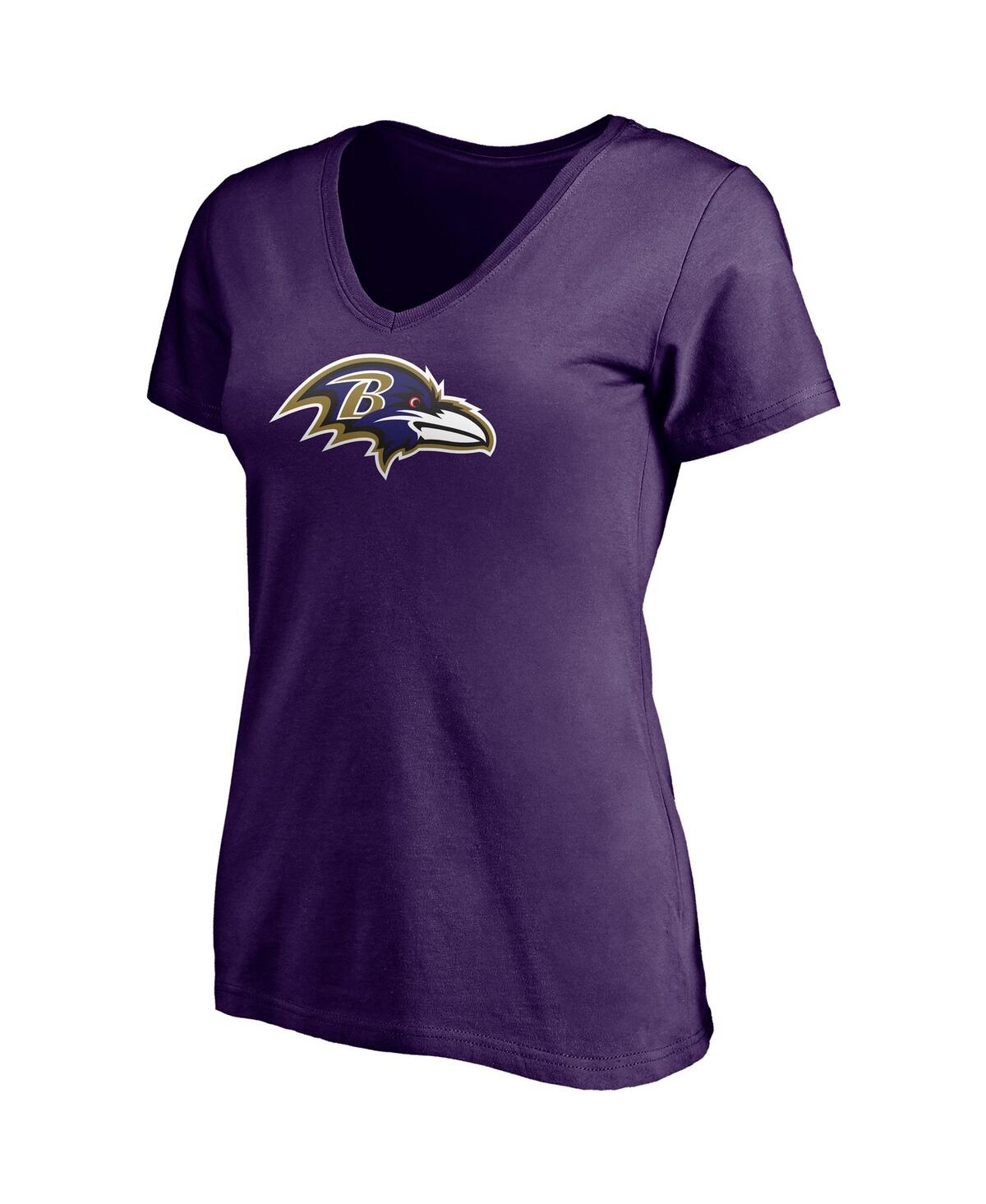 Fanatics Women's  Lamar Jackson Purple Baltimore Ravens Player Icon Name And Number V-neck T-shirt In Purple