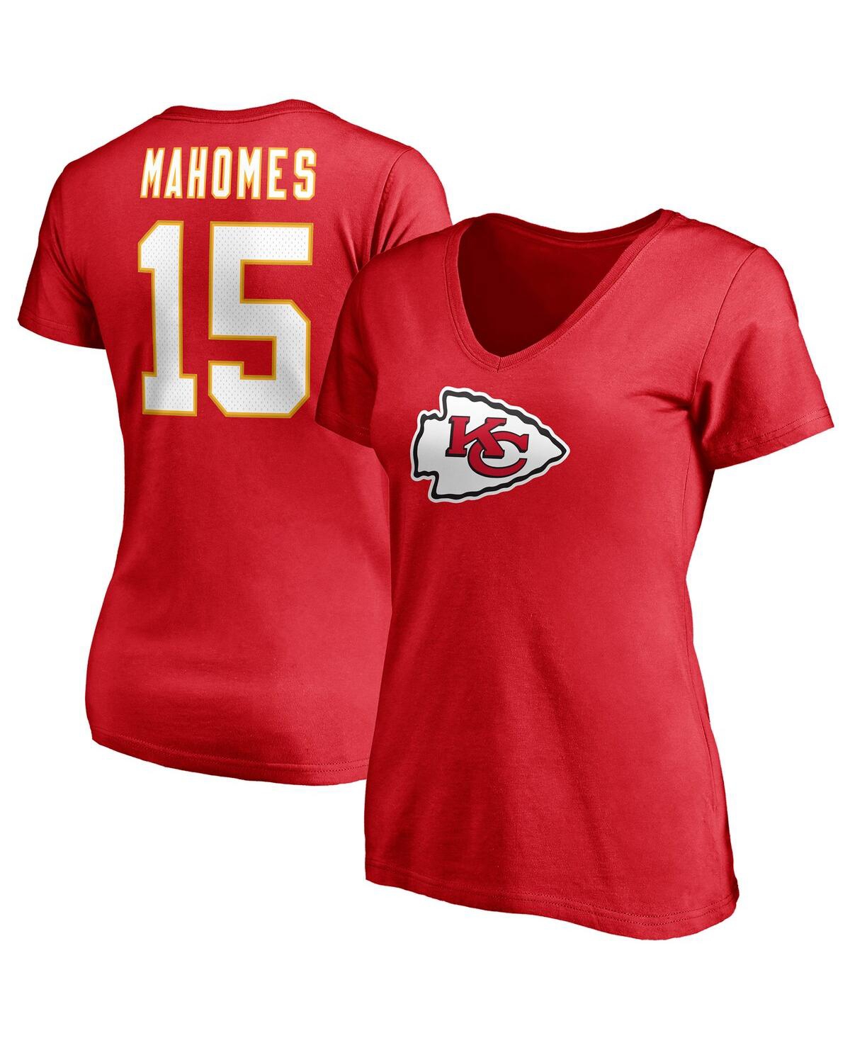 Women's Fanatics Patrick MahomesKansas City Chiefs Player Icon Name and Number V-Neck T-shirt - Red