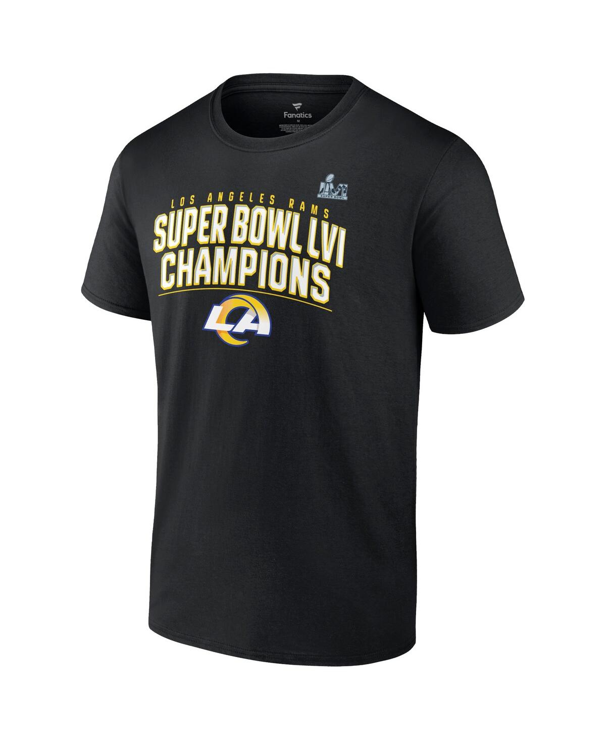 Men's Fanatics Branded Black Los Angeles Rams Super Bowl LVI Champions Schedule T-Shirt
