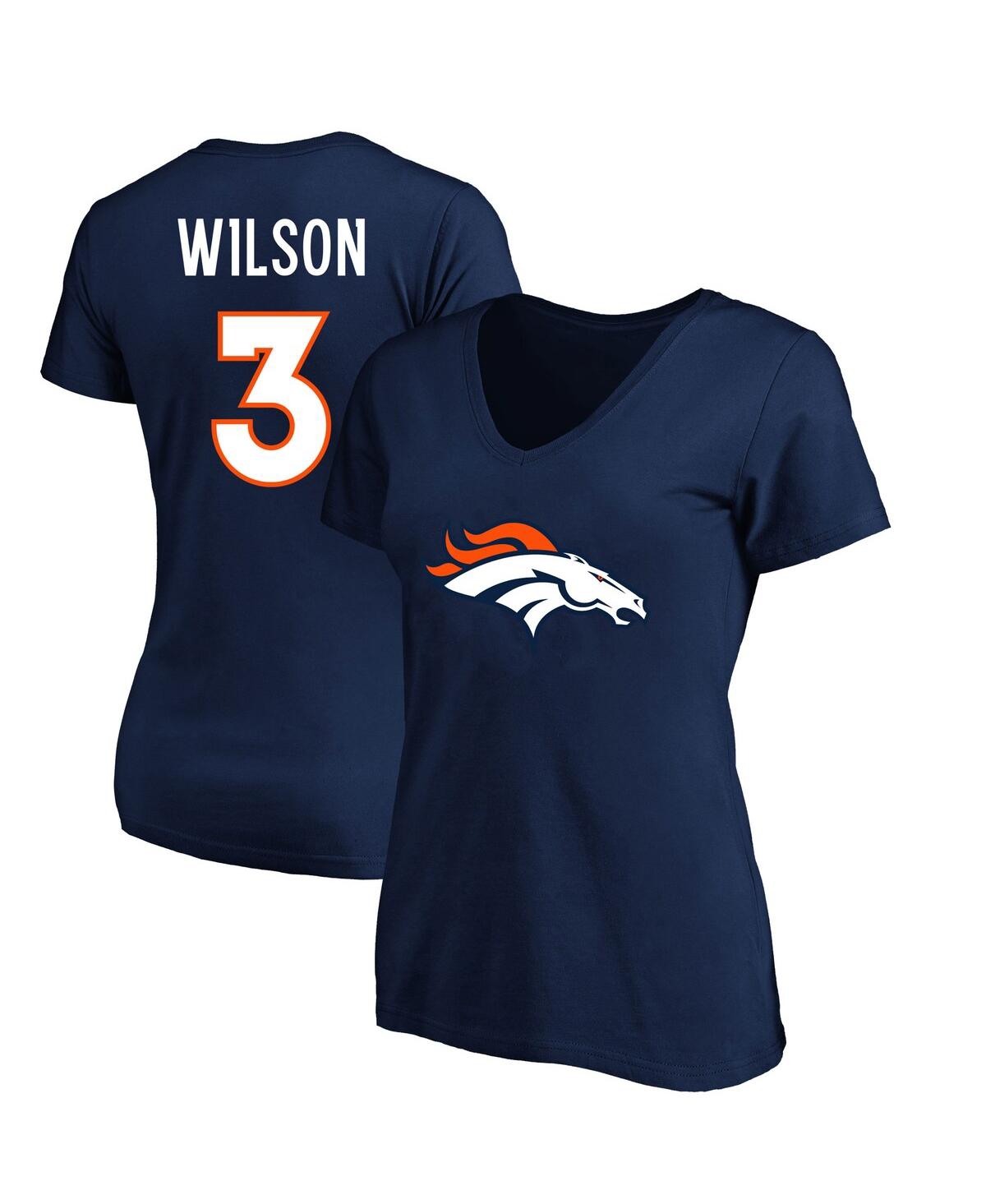 Shop Fanatics Women's  Russell Wilson Navy Denver Broncos Plus Size Player Name And Number V-neck T-shirt
