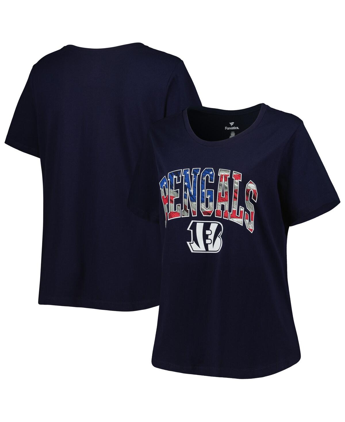Shop Fanatics Women's  Navy Cincinnati Bengals Plus Size Banner Wave V-neck T-shirt