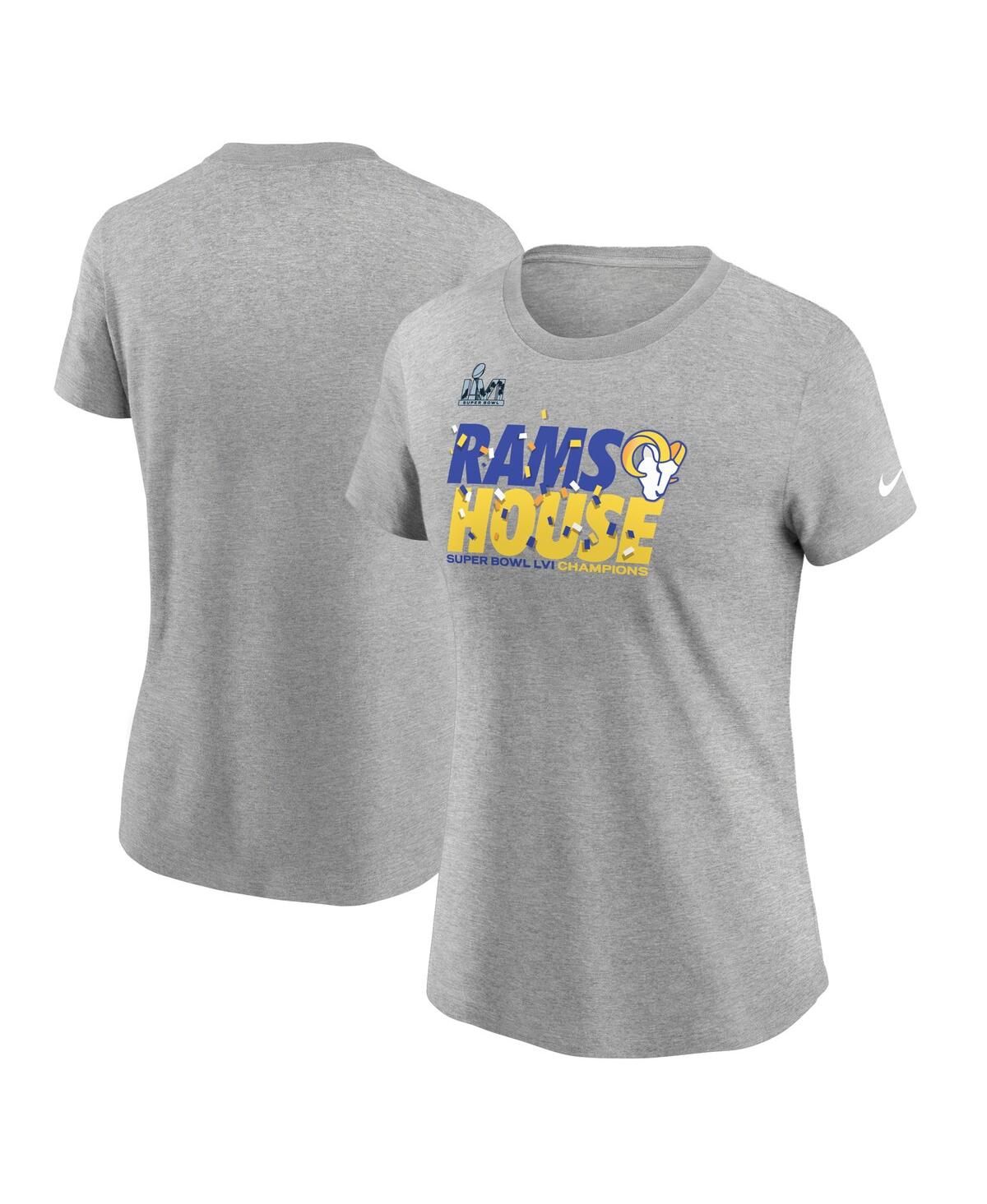 Women's NikeLos Angeles Rams Super Bowl Lvi Champions Confetti T-shirt - Heathered Gray