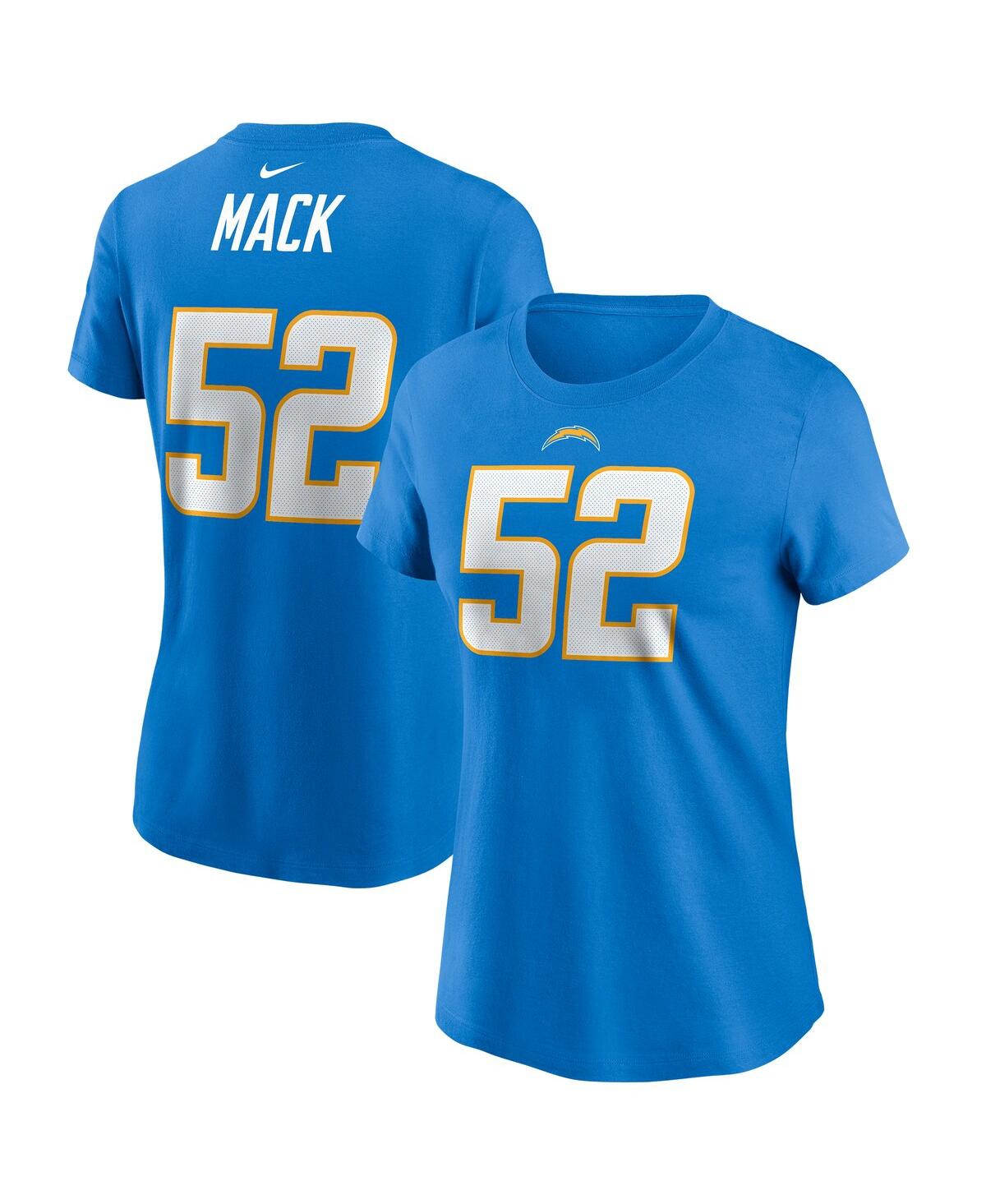 Shop Nike Women's  Khalil Mack Powder Blue Los Angeles Chargers Player Name & Number T-shirt