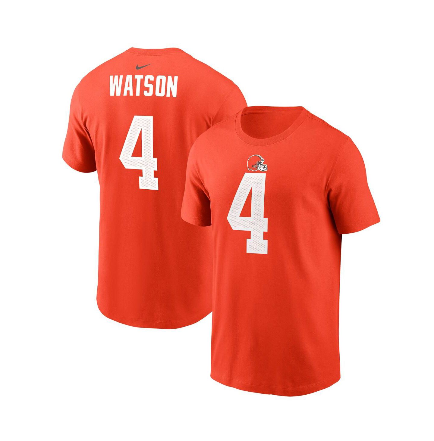 Мужская футболка Nike Deshaun Watson Orange Cleveland Browns Player Name & Number — фото 2
