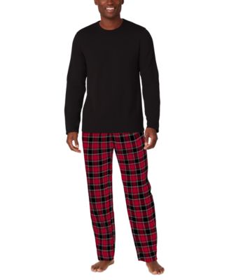 Cuddl Duds Men's Cozy Lodge 2-Pc. Solid French Terry Sweatshirt & Plaid ...