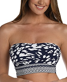 Women's Printed Tides Bandeau Midkini Removable-Straps Top