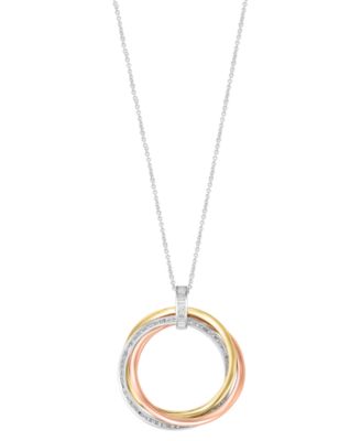 EFFY Collection - Diamond Circle 18" Pendant Necklace (5/8 ct. t.w.) in 14k Tricolor Gold