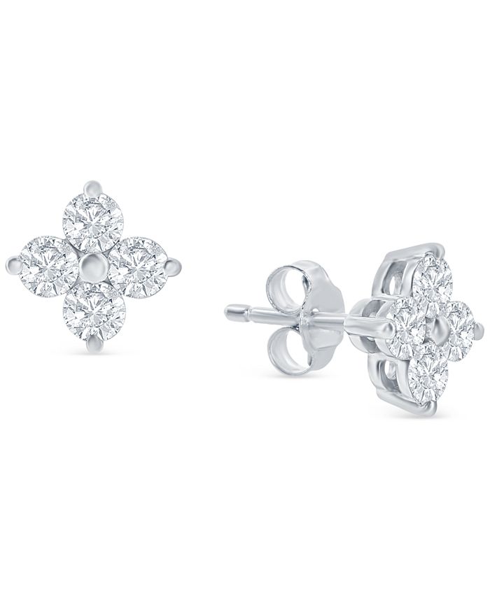 Macy's Diamond Cluster Stud Earrings (3/4 ct. t.w.) in 14k White Gold