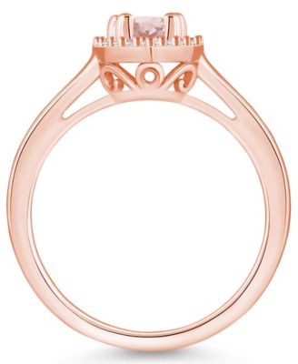 Morganite (3/4 ct. t.w.) and Diamond (1/5 ct. t.w.) Halo Ring in 14K Rose Gold