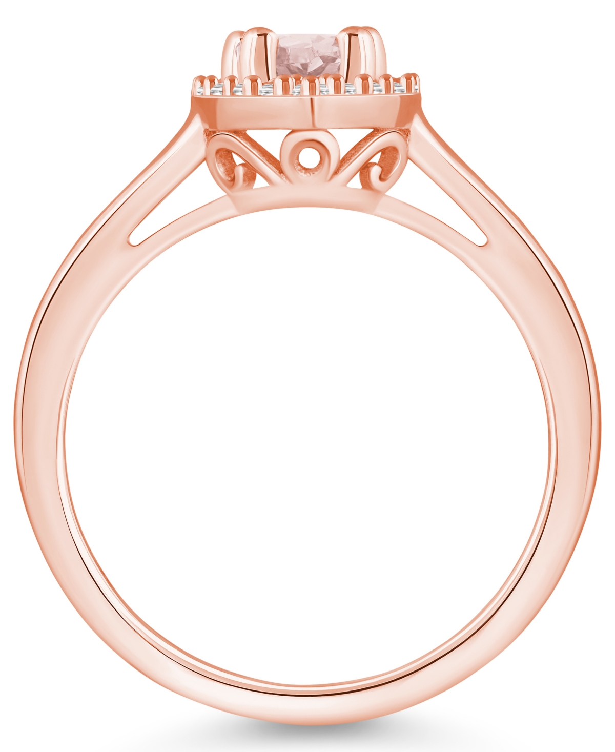 Macy's(3/4 ct. t.w.) and Diamond (1/5 ct. t.w.) Halo Ring in 14K Rose Gold - Morganite