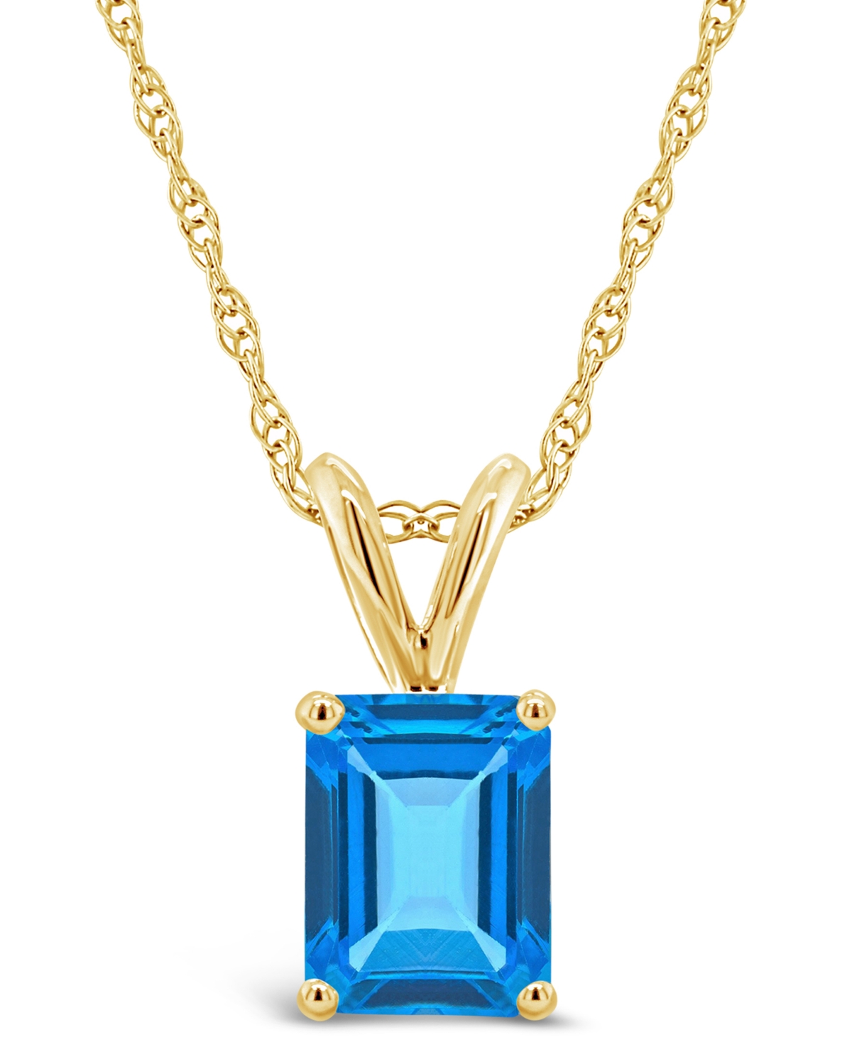 Macy's Blue Topaz (2 Ct. T.w.) Pendant Necklace In 14k Yellow Gold