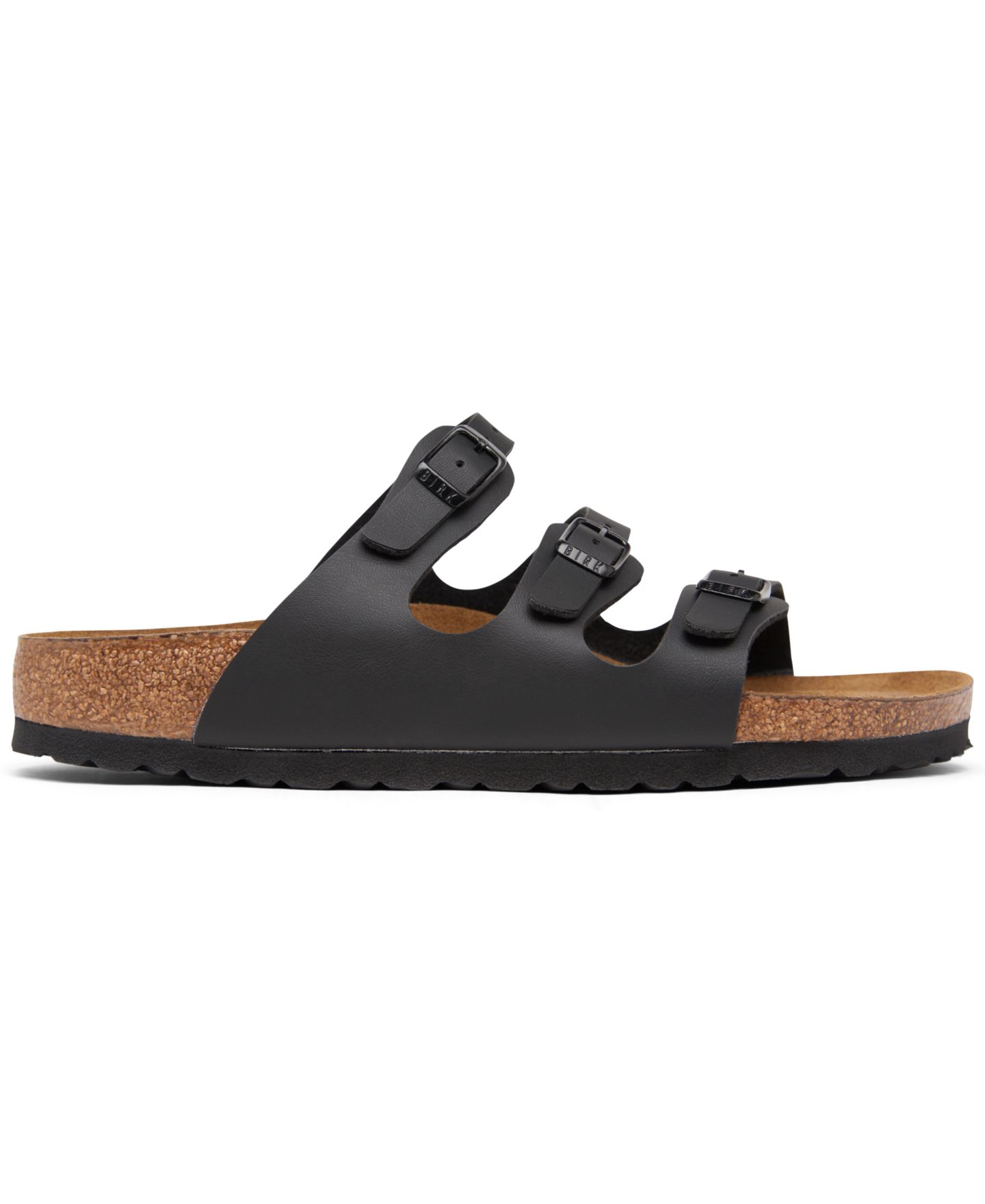 Женские сандалии Birkenstock Florida Birko-Flor Nubuck Soft Footbed, цвет: Чёрный — фото 6