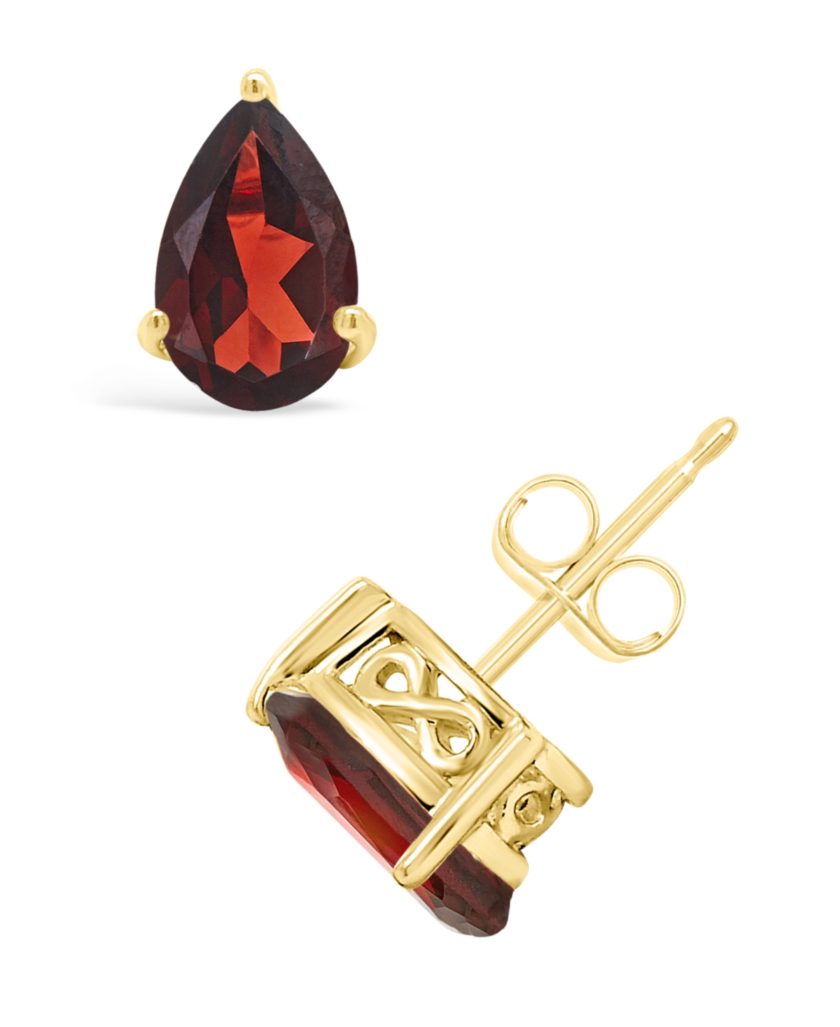 Macy's Garnet (2-1/5 Ct. T.w.) Stud Earrings In 14k Yellow Gold In Red