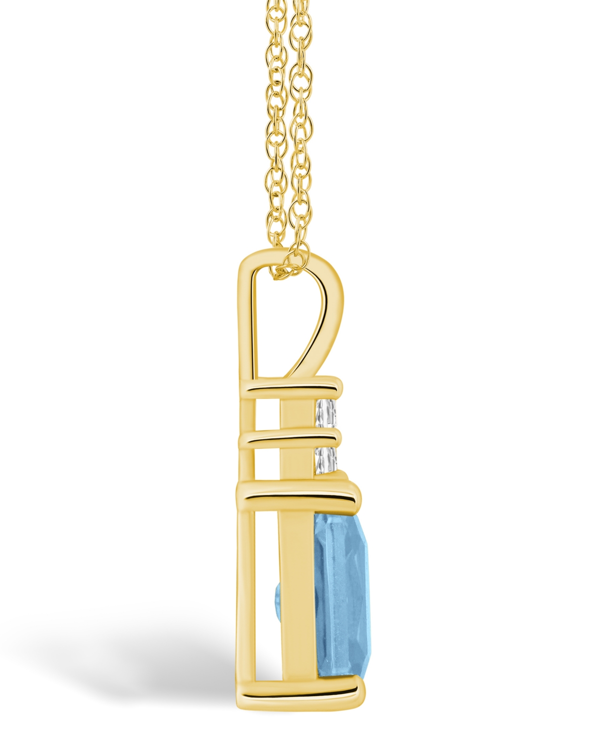 Macy's(1-3/8 Ct. T.w.) and Diamond (1/10 Ct. T.w.) Pendant Necklace in 14K Yellow Gold - Aquamarine