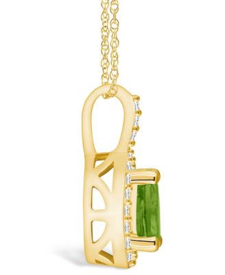Peridot (1 Ct. T.W.) and Diamond (1/5 Ct. T.W.) Halo Pendant Necklace in 14K Yellow Gold