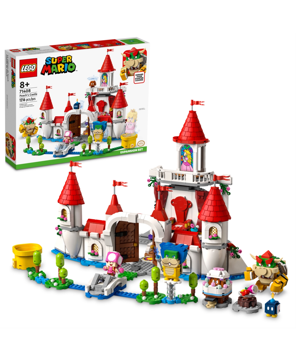 Lego Kids' Super Mario World Peach's Castle 71408 Modular Toy Building Expansion Set With Bowser, Ludwig, Toade In No Color