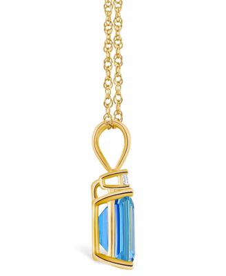 Blue Topaz (3 ct. t.w.) and Diamond Accent Pendant Necklace in 14K Yellow Gold or 14K White Gold
