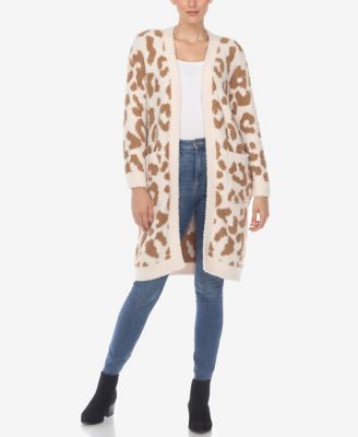 売れ筋商品|||ホワイトマーク ニット&セーター アウター レディース Women's Leopard Print Open Front Sherpa Cardigan Beige 22510861_fpx.tif