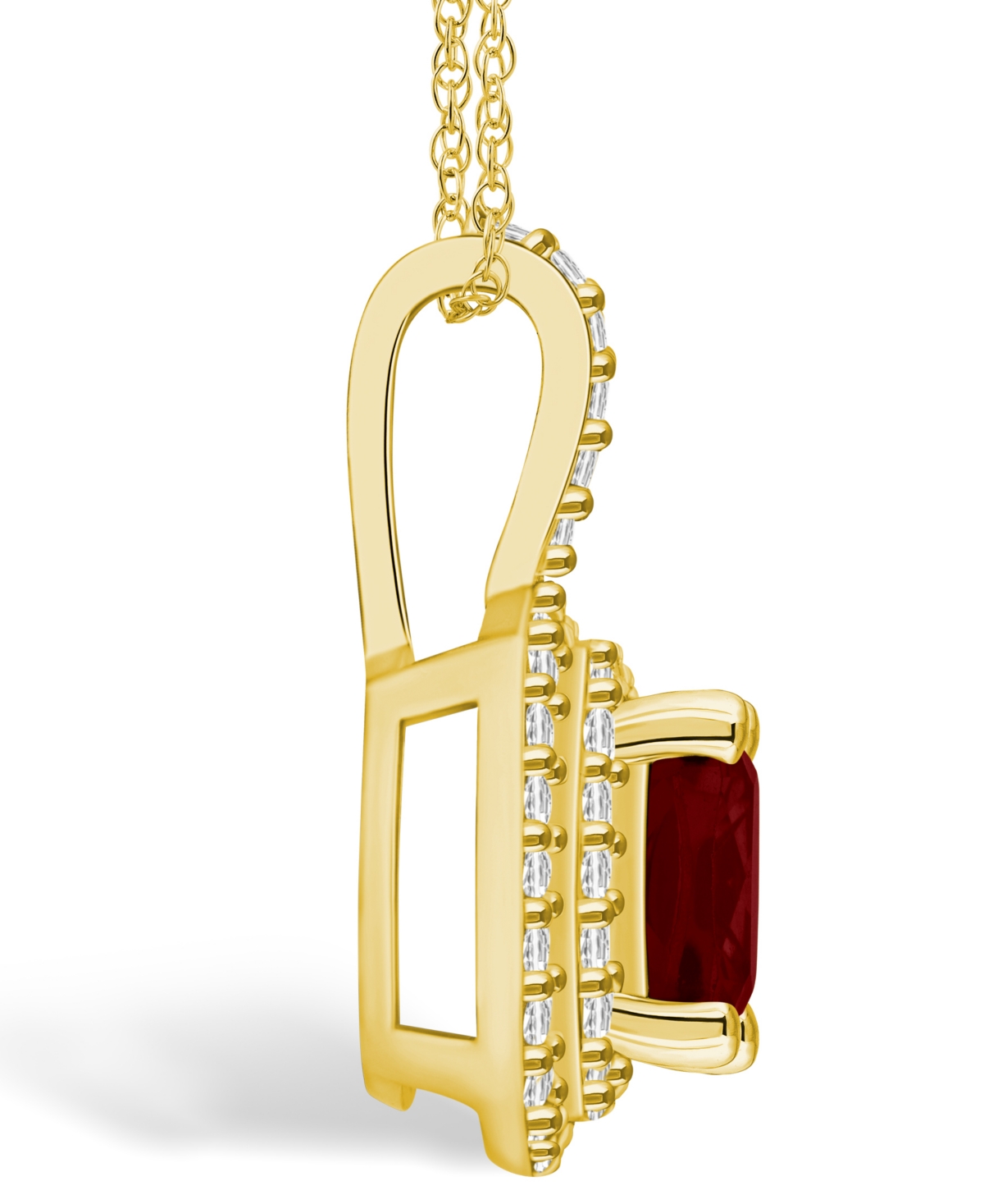 Macy's(2-3/4 Ct. T.w.) and Diamond (1/2 Ct. T.w.) Halo Pendant Necklace in 14K Yellow Gold - Garnet