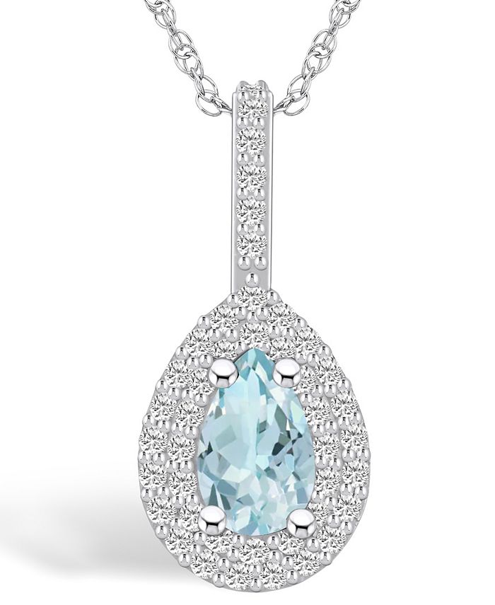 Macy s Aquamarine 3 4 Ct. T.W. and Diamond 3 8 Ct. T.W. Halo