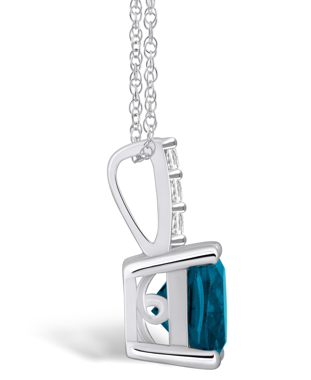 Macy's(2-3/4 Ct. T.w.) and Diamond Accent Pendant Necklace in 14K White Gold - London Blue Topaz