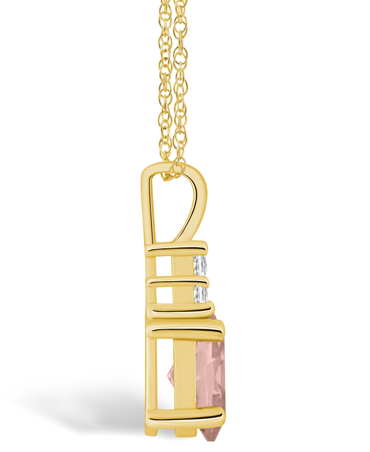 Macy's(1-1/7 Ct. T.w.) and Diamond (1/10 Ct. T.w.) Pendant Necklace in 14K Yellow Gold - Morganite