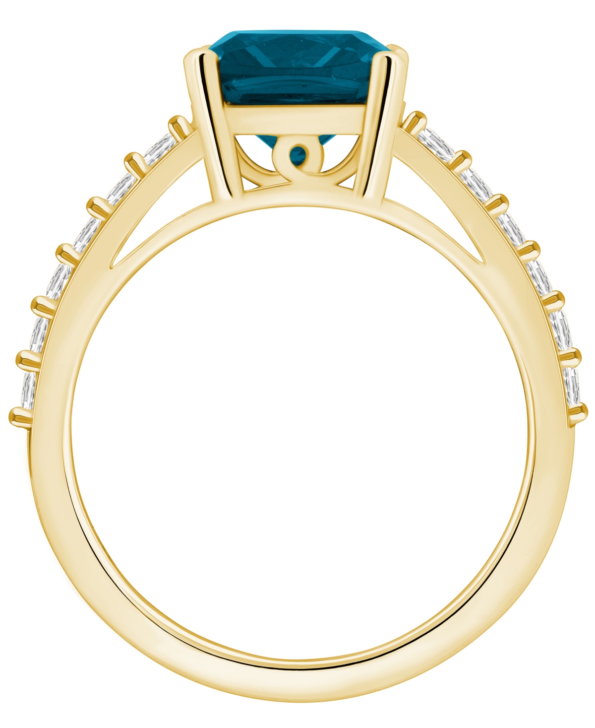 Macy's(2-3/4 Ct. T.w.) and Diamond (1/3 Ct. T.w.) Ring in 14K Yellow Gold - London Blue Topaz