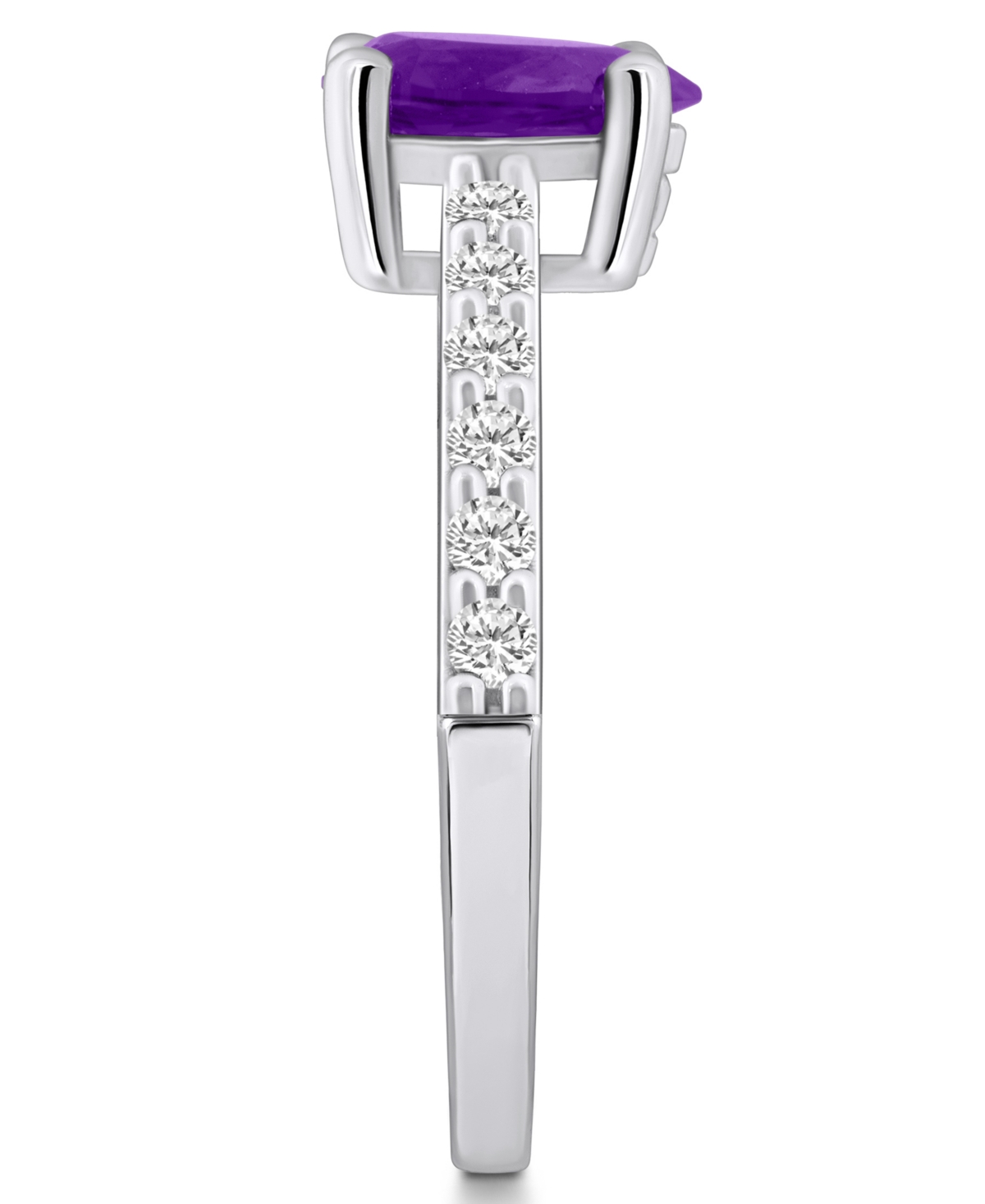 Macy's(7/8 Ct. T.w.) and Diamond (1/3 Ct. T.w.) Ring in 14K White Gold - Amethyst