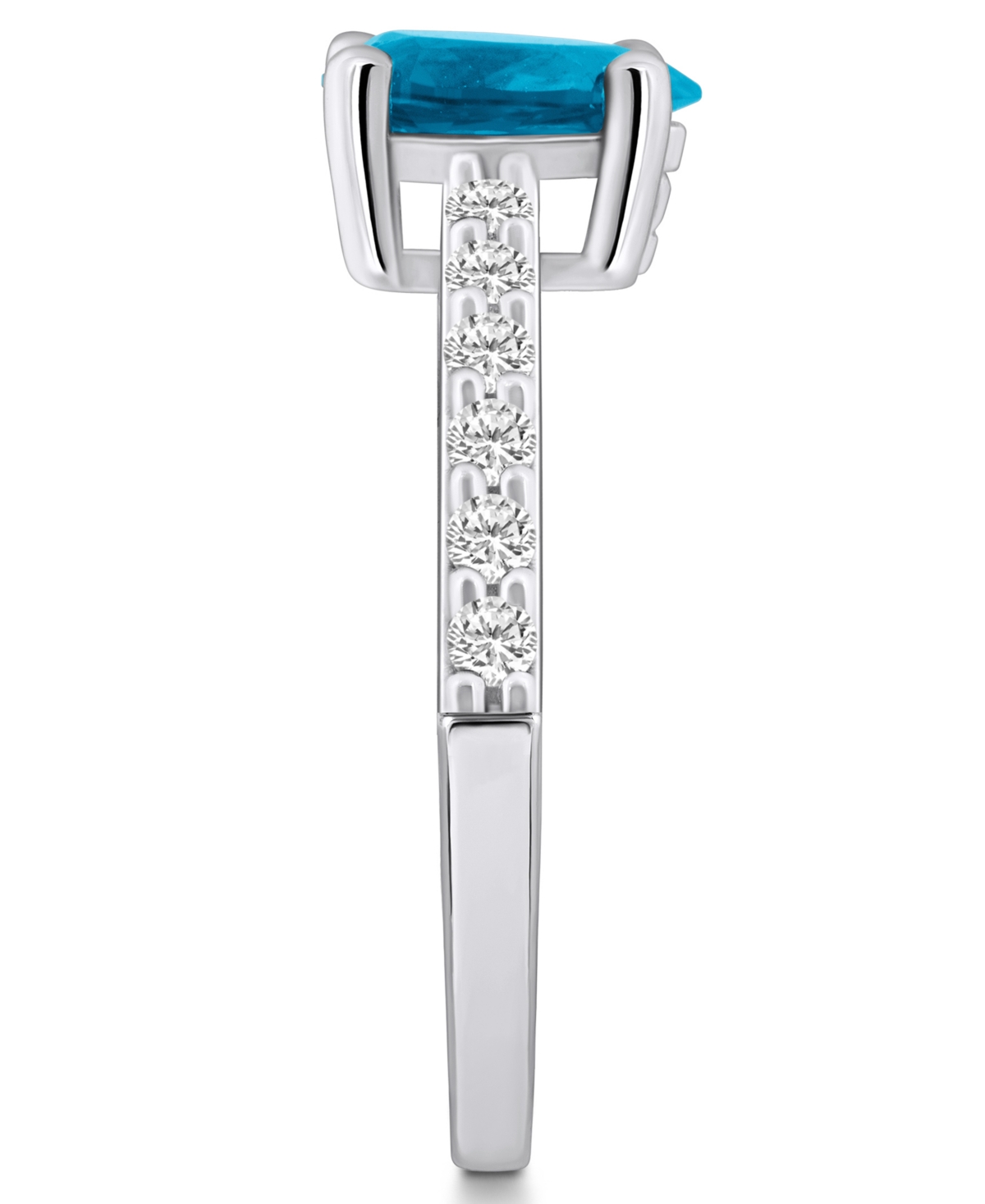 Macy's(1 Ct. T.w.) and Diamond (1/3 Ct. T.w.) Ring in 14K White Gold - Blue Topaz