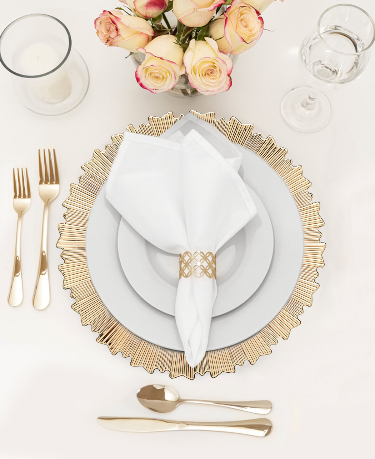 American Atelier Star Set of 4 Electroplated Charger Plates, Service For 4 - Gold-Tone