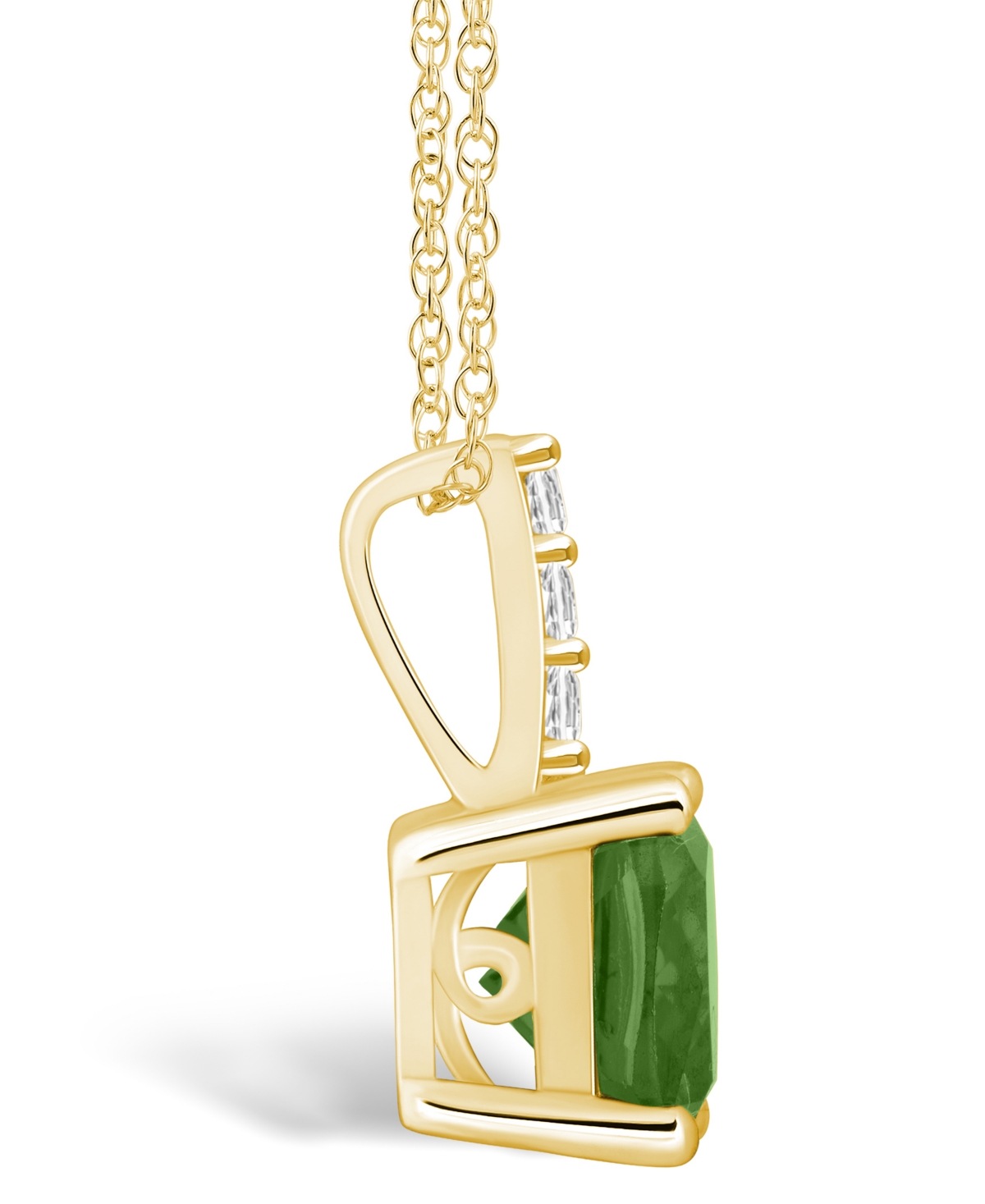 Macy's Peridot (-/ Ct. T.w.) and Diamond Accent Pendant Necklace in 14K Gold
