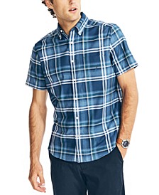 Men's Classic-Fit Short-Sleeve Stretch Plaid Oxford Shirt