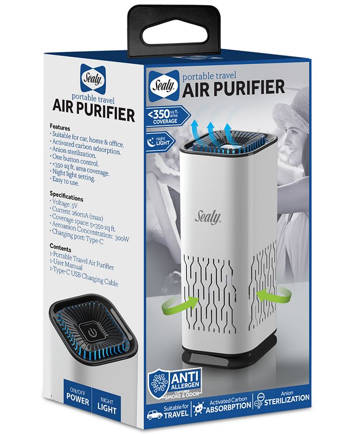 Sealy Cordless Portable ActivatedCharcoal Mini Air Purifier Macy's