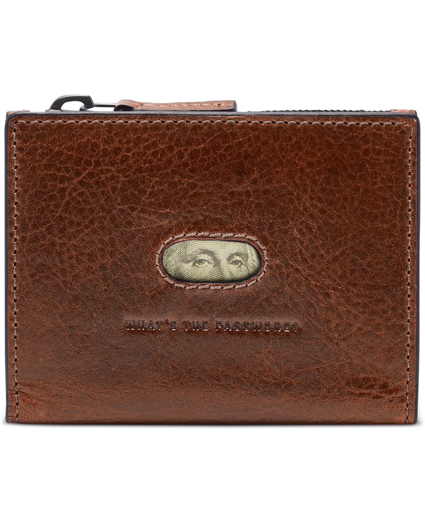 Мужской кошелёк Fossil Andrew Zip Card Case, цвет: Коньячный — фото 2