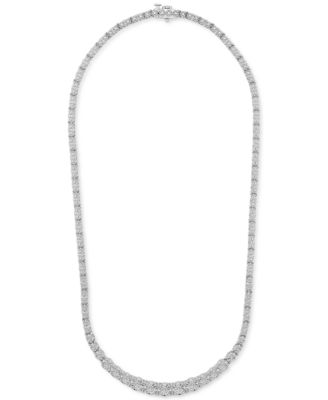 Diamond Graduated 17" Collar Necklace (1 ct. t.w.) in Sterling Silver, Macy's Exclusive