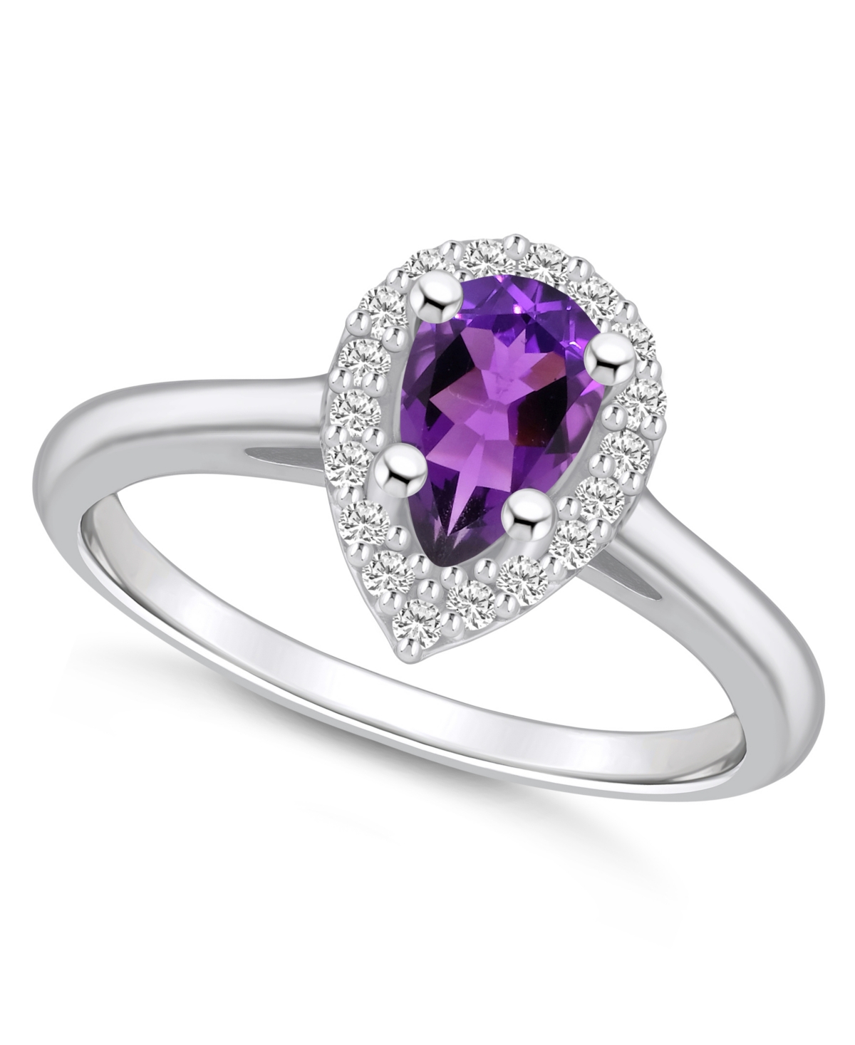 Macy's Amethyst (7/8 Ct. T.w.) And Diamond (1/5 Ct. T.w.) Halo Ring In 14k White Gold In Purple