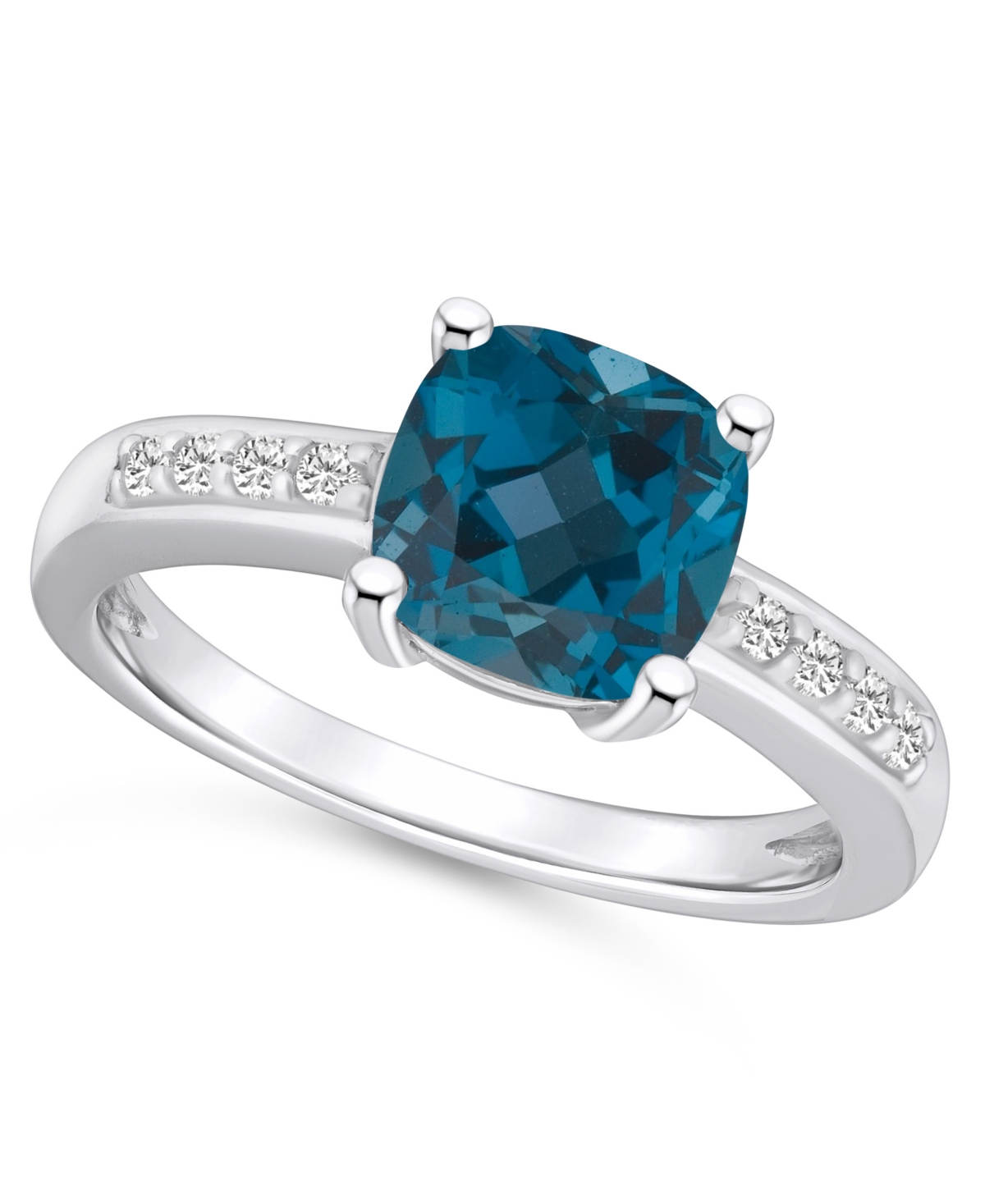Macy's London Blue Topaz And Diamond Ring (2-3/4 Ct.t.w And 1/8 Ct.t.w) 14k White Gold In Blue
