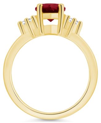 Garnet and Diamond Ring (1-3/4 ct.t.w and 1/10 ct.t.w) 14K Yellow Gold