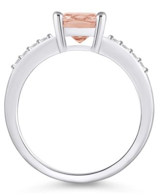 Morganite and Diamond Ring (2 ct.t.w and 1/8 ct.t.w) 14K White Gold