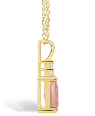 Morganite (1-3/8 Ct. T.W.) and Diamond (1/10 Ct. T.W.) Pendant Necklace in 14K Yellow Gold