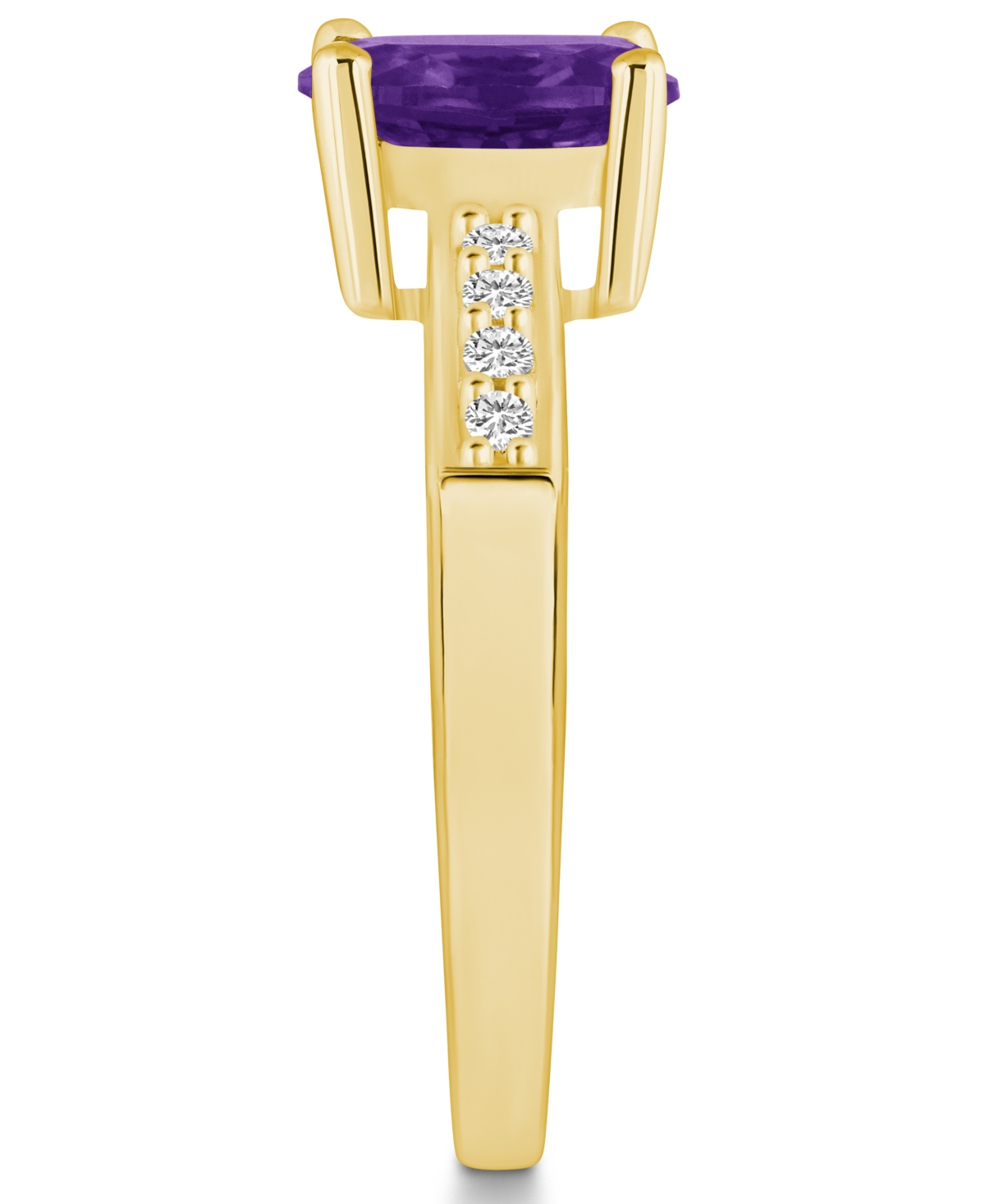 Macy'sand Diamond Ring (1- 1/5 ct.t.w and 1/8 ct.t.w) 14K Yellow Gold - Amethyst