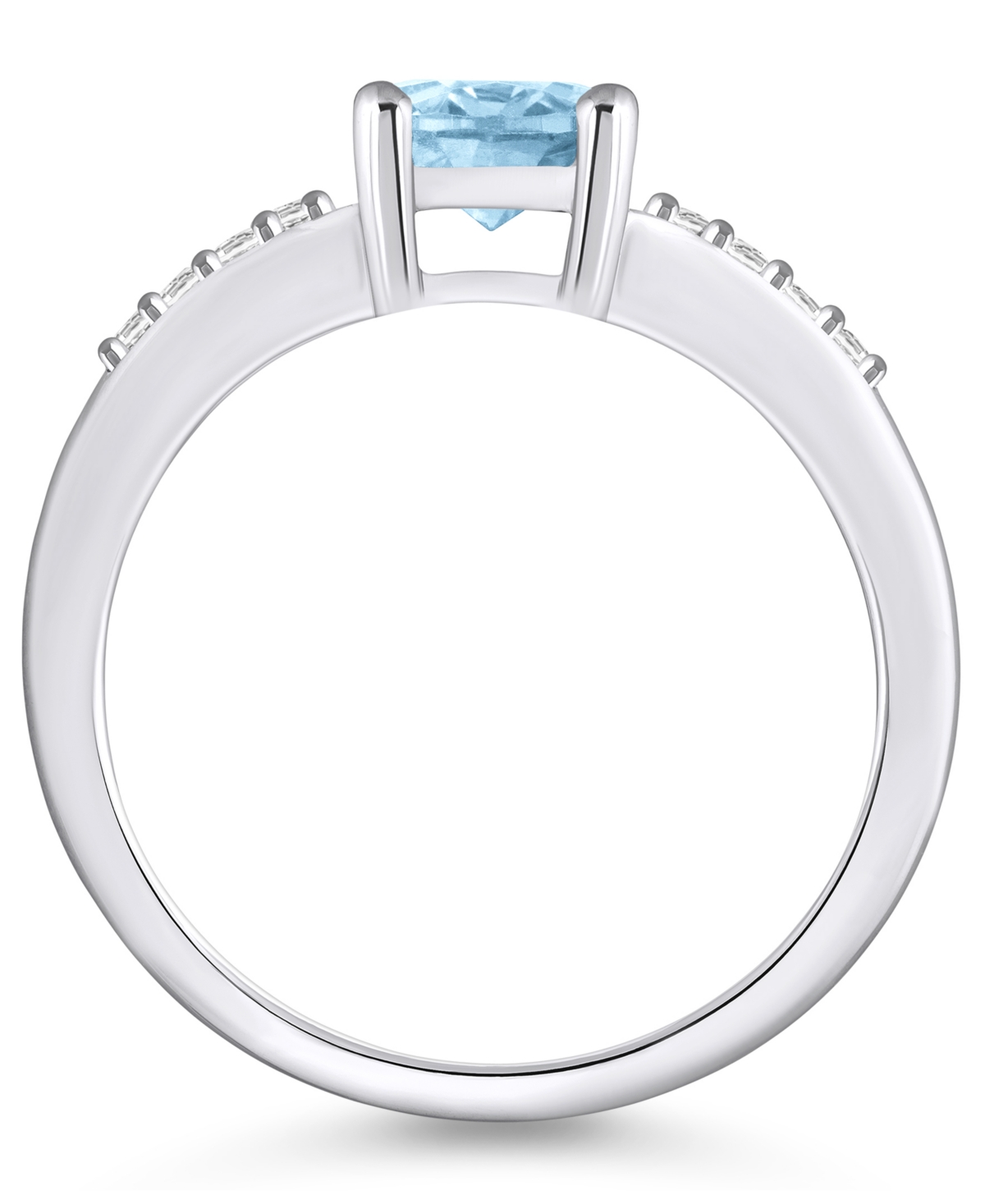 Macy'sand Diamond Ring (1- 1/7 ct.t.w and 1/8 ct.t.w) 14K White Gold - Aquamarine