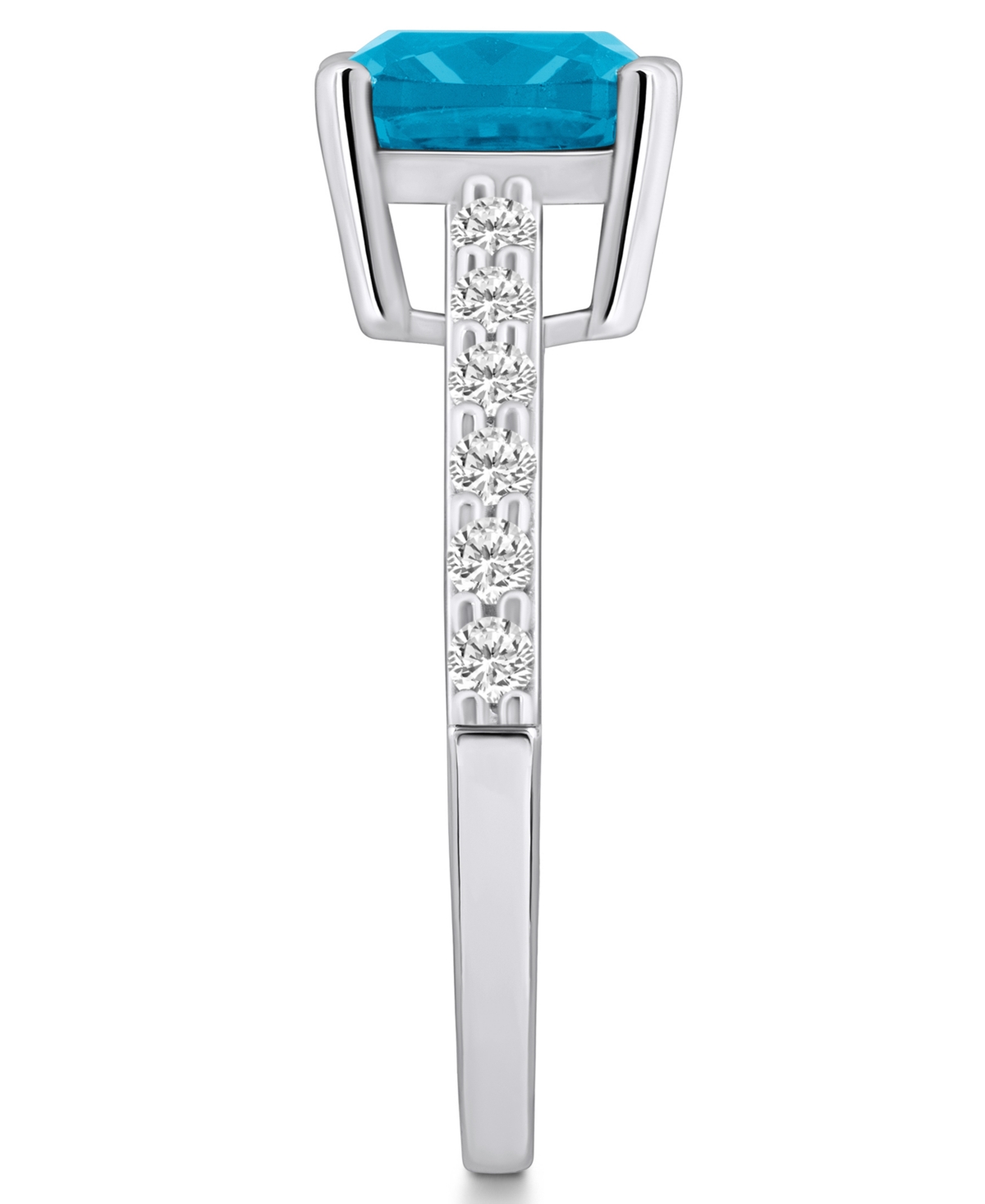 Macy's(2-3/4 Ct. T.w.) and Diamond (1/3 Ct. T.w.) Ring in 14K White Gold - Blue Topaz