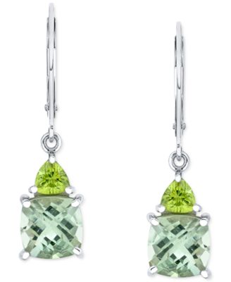 Green Quartz (3 ct. t.w.) & Peridot (3/4 ct. t.w.) Leverback Drop Earrings in Sterling Silver